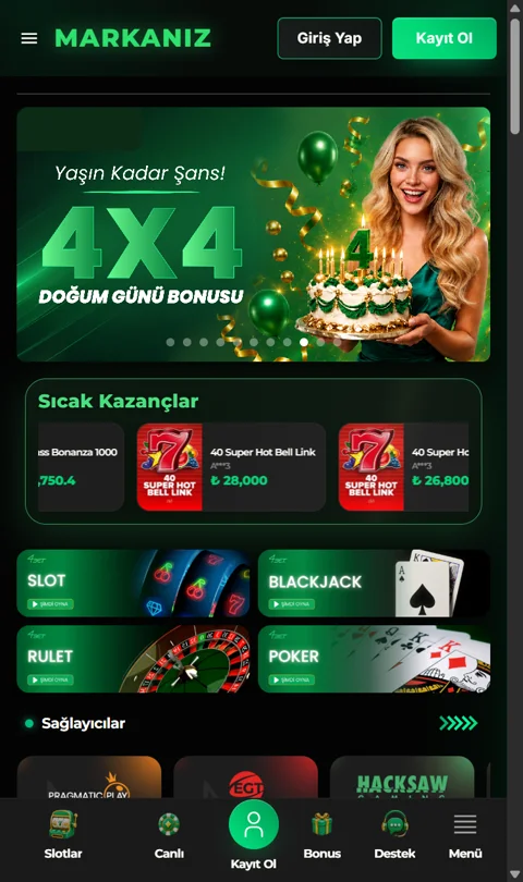 Hazır casino teması — mobil görünüm